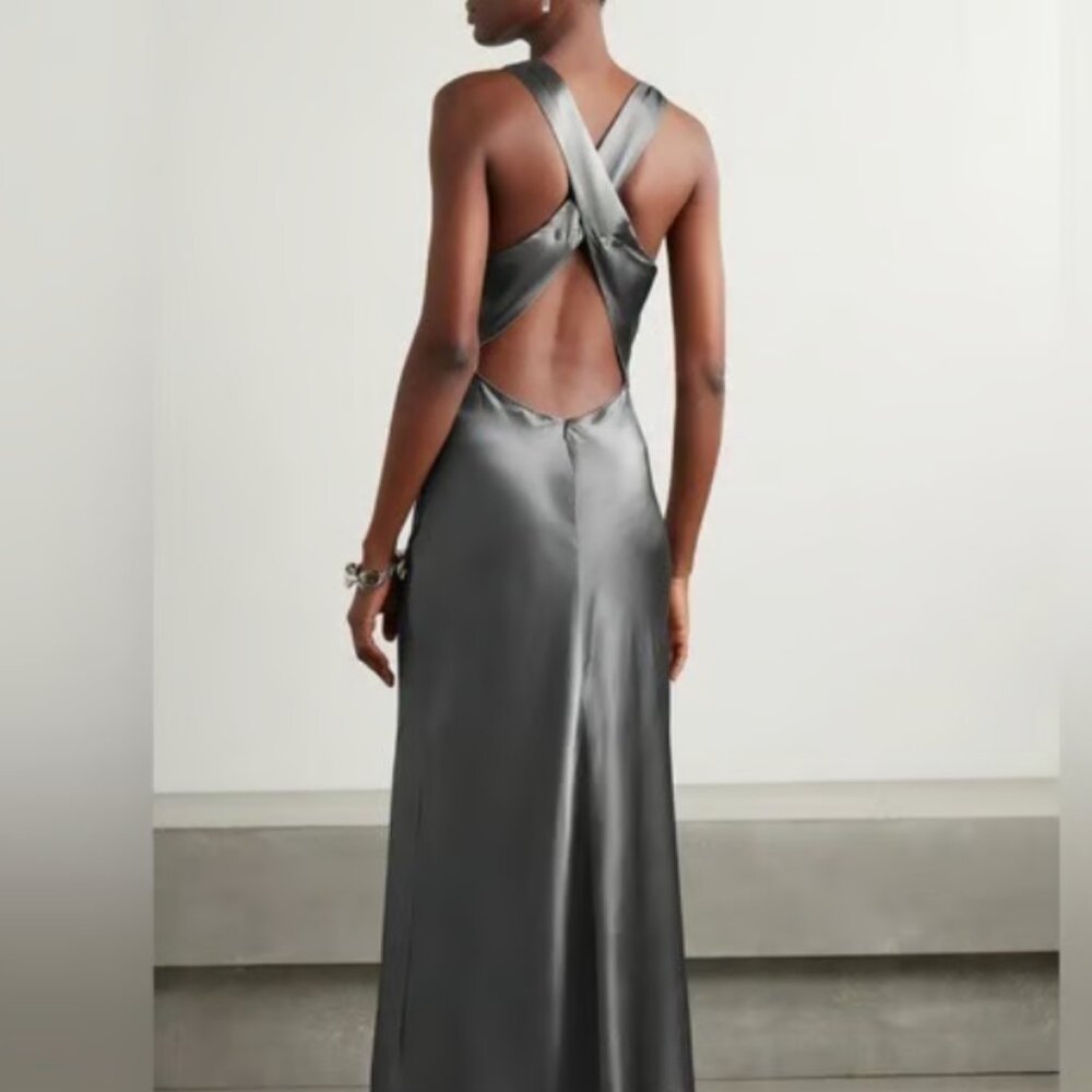 Reformation Casette Silk Dress Shale - Picture 3 of 3